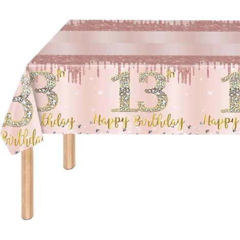 Tischdecke 13. Geburtstag Mädchen Rosé Gold 137x274 cm Party Deko