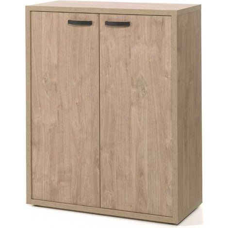 Armoire basse de bureau contemporaine 90 cm chêne doré Balto