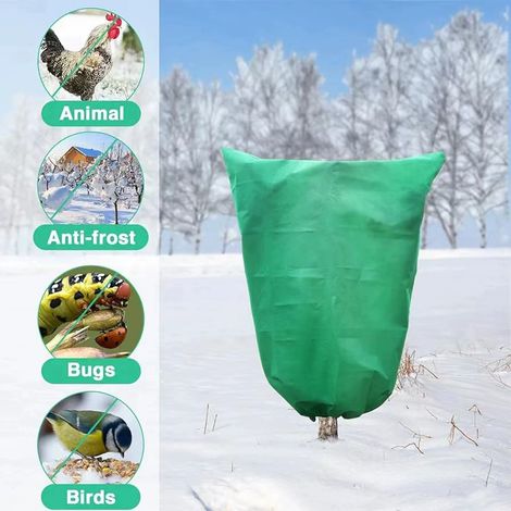 Housse de Protection pour Plantes avec Cordon de Serrage et Fermeture Éclair, 80 × 100 cm, Toile Non‑Tissée, Anti‑Gel, Contre les Oiseaux, Insectes et Animaux, Hivernage Arbres et Arbustes (1/2)
