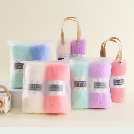 Serviette De Bain - Serviette Visage En Coton 100 % - Set De 2 Pièces - 35 X 75 Cm - Pour Salle De Bain Et Plage (1/5)