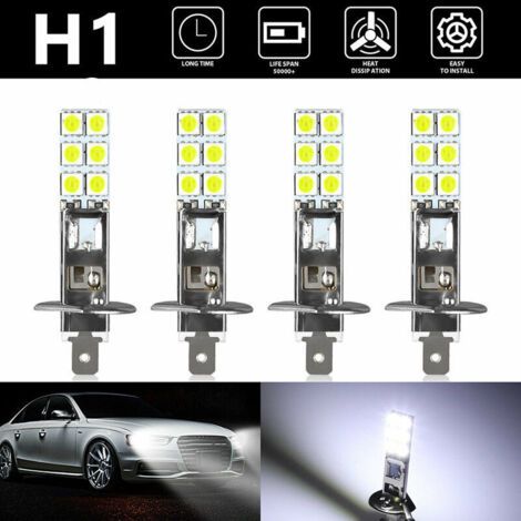 4pcs LED H1 LED 12V 6000K Blanc 55W LED Voiture Brouillard Lampe Conduite Lumières LED Phare Ampoule