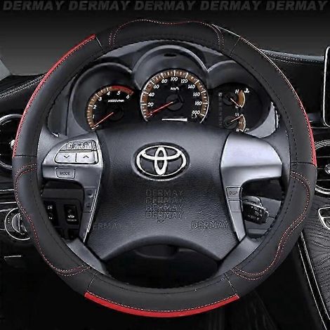 Housse de volant en cuir véritable pour Toyota Hilux Pickup (1968-2023), style sport, couleur rouge. (1/4)
