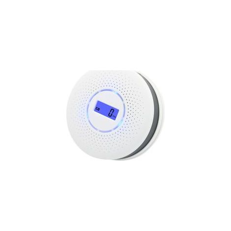 Détecteur 2 en 1 de monoxyde de carbone et fumée, écran LCD, alarme sonore, piles – (1/4)