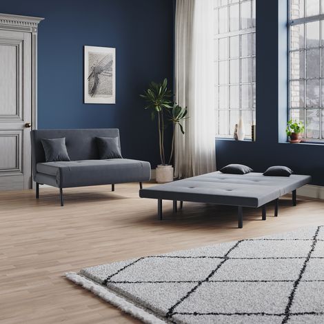 ELEGANT Sofa Bed with Sofa Bed Storage, 3 Fold Design, Iron Legs, Hidden Zipper, 6-Level Backrest Backrest and 2 Cushions, Dark Grey (1/5)