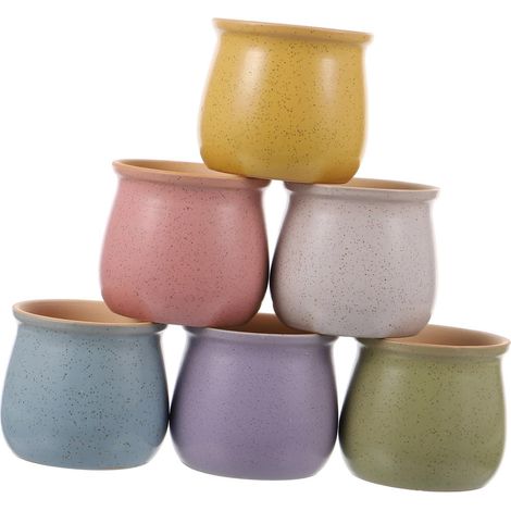 6 pièces Pots Céramique pour Plantes et Cactus Pots de Fleurs Respirants Argile Colorés Conteneurs pour Plantes Intérieur et Décoration Maison (1/5)