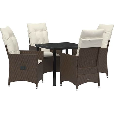 Maison Exclusive - Garten Essgruppe 5 Stk. Braun Poly-Rattan (1/5)