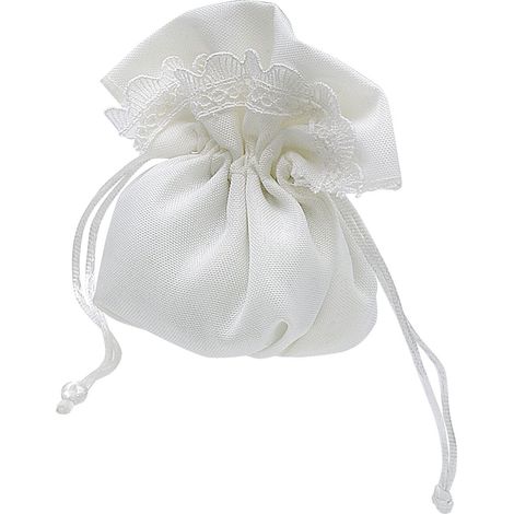 Linea Due Sacchetto Piccolo con Bordo Lavorato Colore Ivory 8,5 cm Bomboniere – Confezione da 12 Pezzi