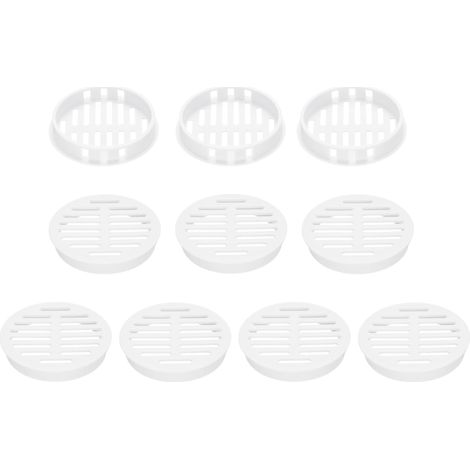 10 Pièces de Grilles d'Aération Circulaires de 60 mm/2,4 Pouces, Couverture de Grille d'Aération en Plastique Blanc pour Salle de Bain, Maison, Bureau, Cuisine, Armoire, Garde-Robe (1/5)