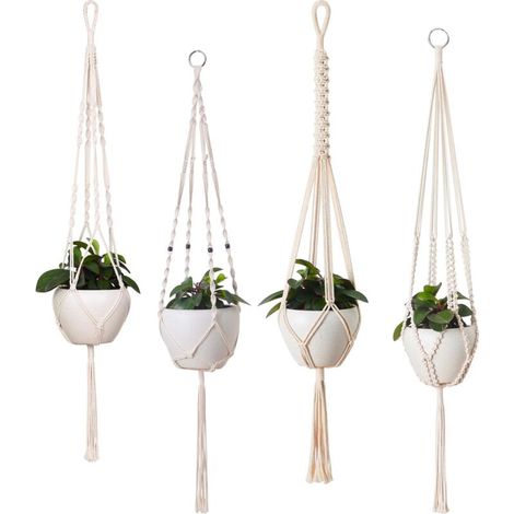 Corde de suspension pour plantes en macramé, lot de 4, support pour plantes suspendues d'intérieur. (1/5)