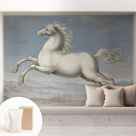 Papier peint intissé pour salon chambre à coucher peint imprimé pour mur - Colle incluse gratuite Chevaux au galop 208x146 cm (1/5)