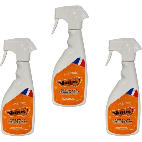 Bakterizider Reiniger für alle Oberflächen - Venteo - Orange - Erwachsene - Reiniger mit viruzider und fungizider Wirkung - Lot 3 - 750ml