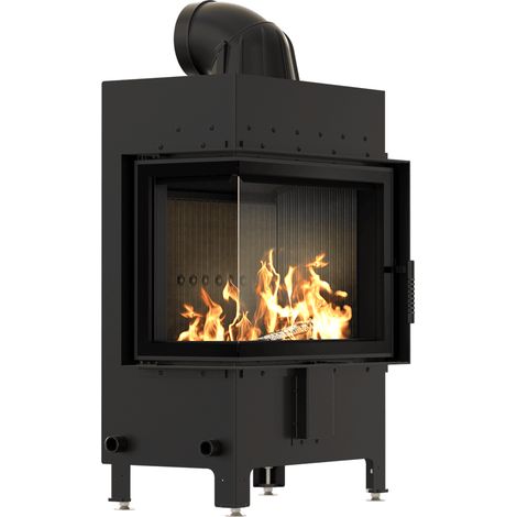 Kamineinsatz aus Stahl KRATKI LUCY links 12 kW Ø 200 schwarz Verkleidung (1/5)