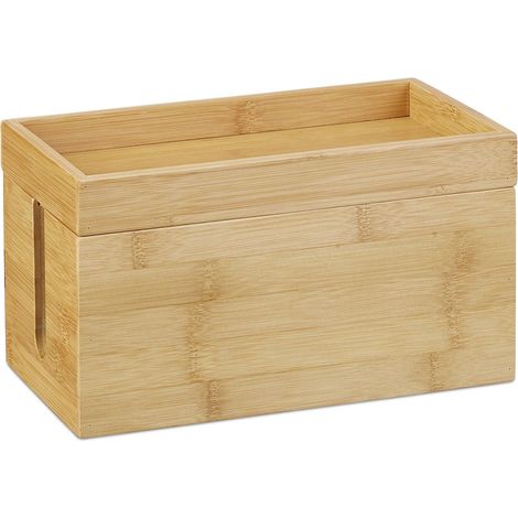 Pratica scatola per cavi dal design moderno per organizzazione ufficio 24 x 10 x 10 cm in bambù naturale 130003735