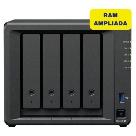 Servidor NAS Synology DS425+ 4 Bahías 6GB DDR4 2.5GbE M.2 NVMe Torre