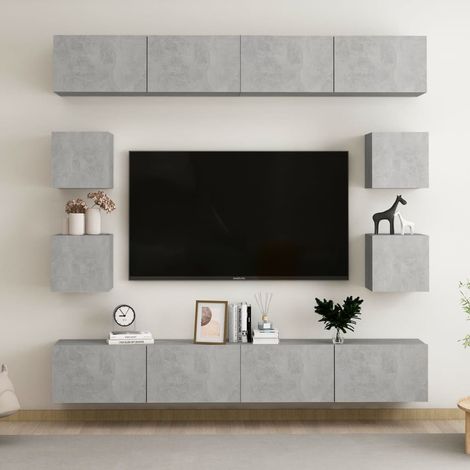 Ensemble de meubles TV 8 pcs Gris béton (1/5)