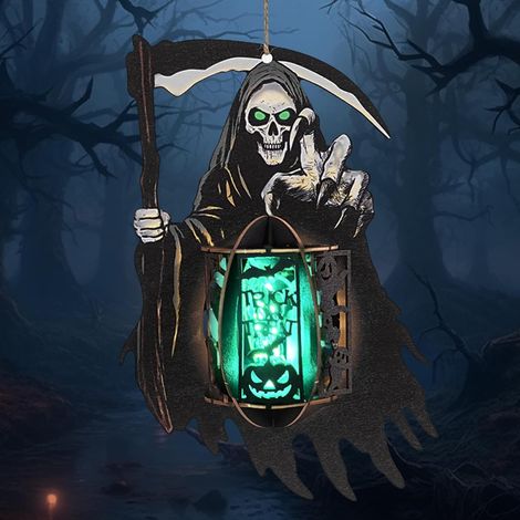 Lanterne d'Halloween en bois avec LED, kit de bricolage pour enfants, motif effrayant, convient à une utilisation intérieure (L014) (1/5)