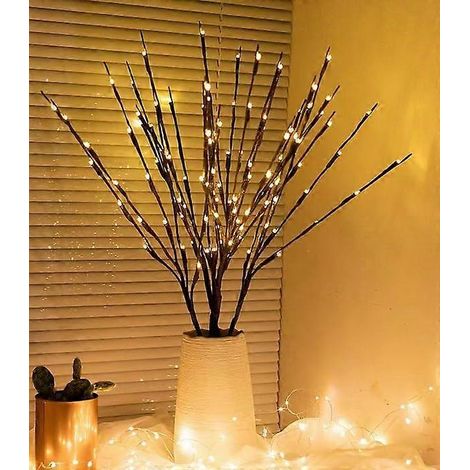 Branches lumineuses LED à piles en forme de brins de saule, décoration intérieure. (1/5)