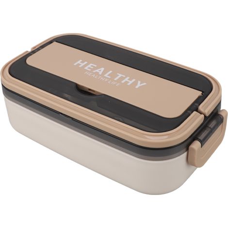 Bento-Lunchbox aus Edelstahl 316, 700 ml Fassungsvermögen, auslaufsicher, mikrowellengeeignet, ideal für Schule und Büro, Cremefarben (1/5)
