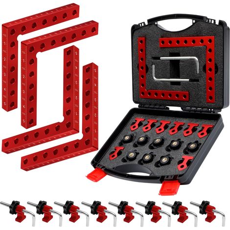 Juego de 12 sargentos angulares para carpintería, sargentos de 90 grados, sargentos de ángulo recto de 140cm con estuche, escuadras de posicionamiento, herramientas de carpintería para marcos de fotos