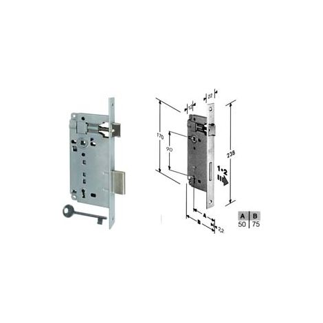 SERRATURA A BUSSOLA DA INFILARE BORDO QUADRO CROMO SATINATO  mm.50 bordo acciaio cromato satinato (592.50.34)    AGB