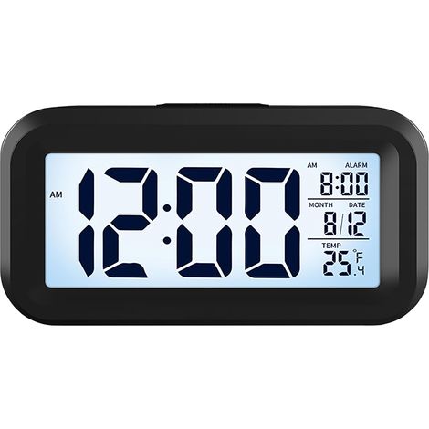 Réveil Numérique pour Chambre, Horloge de Bureau à Piles, Alarm Clock Numérique avec Veilleuse Intelligente, Affichage 12/24H - C°/F° - Date, pour Ado, Adulte et Enfant, Noir, 425031 (1/5)