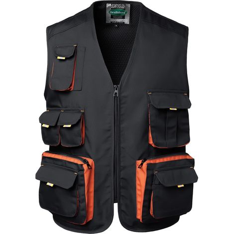 Gilet de Travail pour Homme Veste Sans Manche de Travail Gilet Multi-poches de Montage (1/5)
