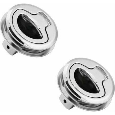 SABIR Loquet de trappe, 2 pièces loquet de trappe affleurant, trappe de bateau, poignée de trappe affleurante, poignée de levage affleurante argent (1/4)