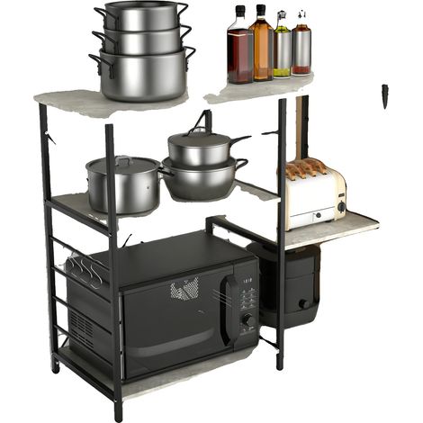 Estantería de cocina, diseño multinivel, estructura metálica duradera, 3 (1/2)