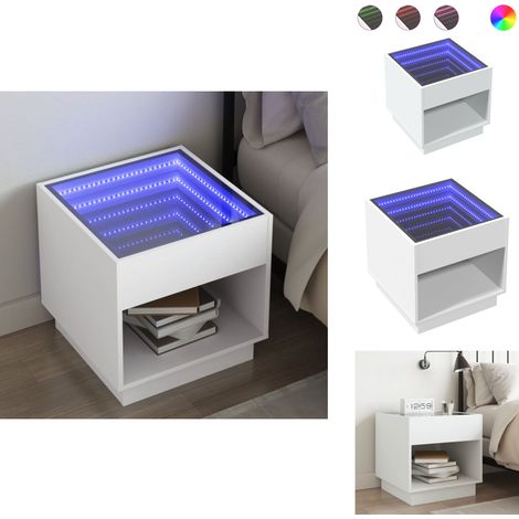 Table de chevet avec LED infini blanc 50x50x50 cm - Table De Chevet - Tables De Chevet - Armoire De Lit - Table D'appoint De Chambre À Coucher (1/5)
