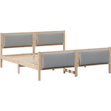 Estructura de cama con cabecera Gris Claro 180 x 200 cm tela vidaXL (1/5)