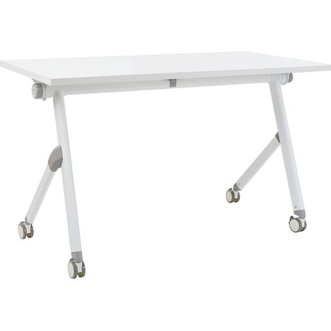 Foldable Office Desk BENDI White 120 cm 60 cm with Wheels