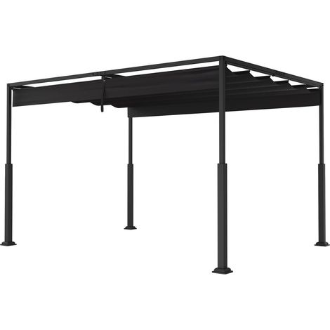Pergola 3x4m Terrassenüberdachung mit verstellbarem Sonnendach, wasserdicht, stabil (1/5)