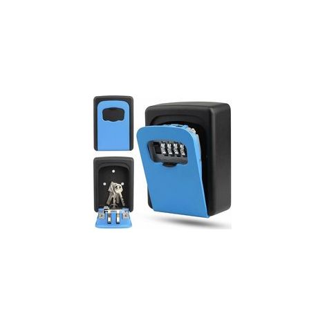 Boîte à clés murale à code 4 chiffres, étanche, bleue – (1/5)