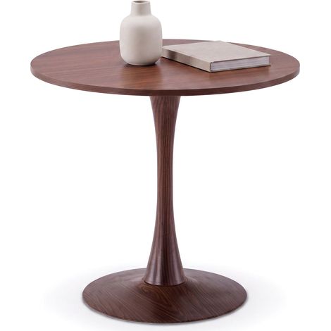 PPkrimnel Table À Manger Moderne Pour 2 À 4 Personnes Diamètre 77cm Avec Finition Noyer