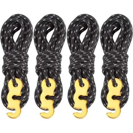 Cordes Réfléchissantes Tente Lot de 4 4m Nylon avec Tendeur Aluminium, Camping Randonnée (1/5)