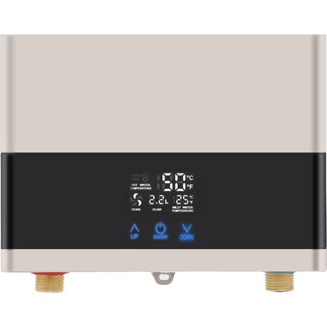 Chauffe-eau électrique instantané 220 V 6 000 W, mini-chauffe-eau sans réservoir avec affichage LED de la température, petit chauffe-eau électrique instantané avec télécommande, couleur dorée (1/5)
