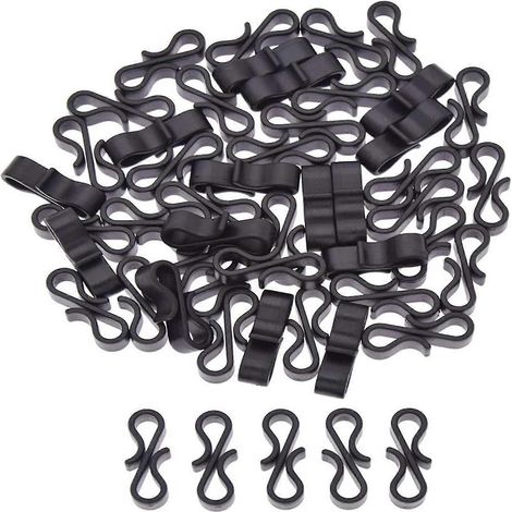 Lot de 50 crochets de suspension noirs en forme de S pour gouttière, idéaux pour la fixation de guirlandes lumineuses extérieures (mariage, etc.).
