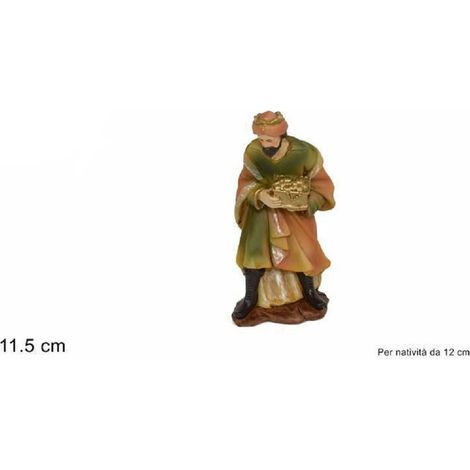 TRADE SHOP - Statuina Melchiorre 12cm Per Presepe In Resina Decoro Natale Natalizio Nativita' - (1/2)