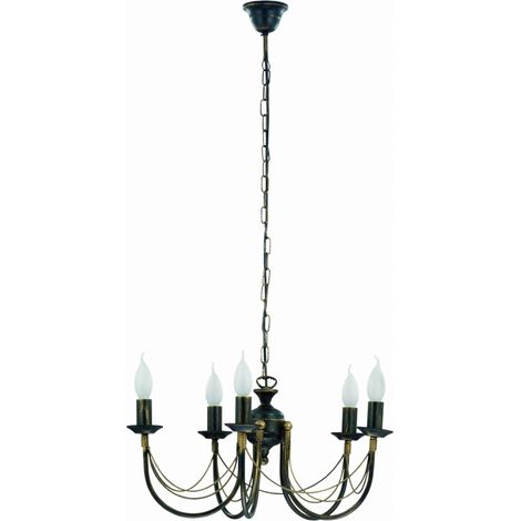 Lampadario Nowodvorski ARES metallo nero oro Ø54cm 5xE14 (1/2)