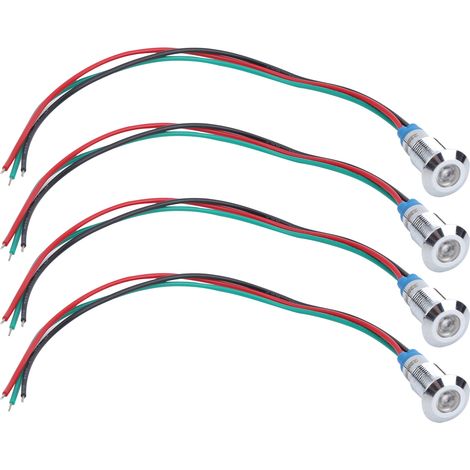 Lot de 4 voyants LED bicolores à anode commune, étanches, en métal 8 mm, 220 V (rouge vert)