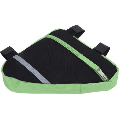 Sacoche triangulaire vélo durable et multifonction, accessoire cyclisme nylon pour randonnée à vélo, vert (1/5)