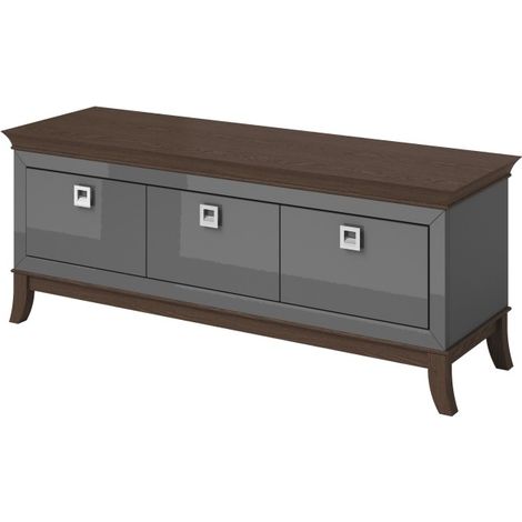 Mueble de TV 160cm colección PALACE 3 cajones. Color gris y roble.