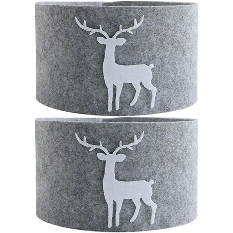 Lot de 2 jupes de sapin de Noël à motif élan, en tissu non tissé.-75X13X0.3CM (1/2)