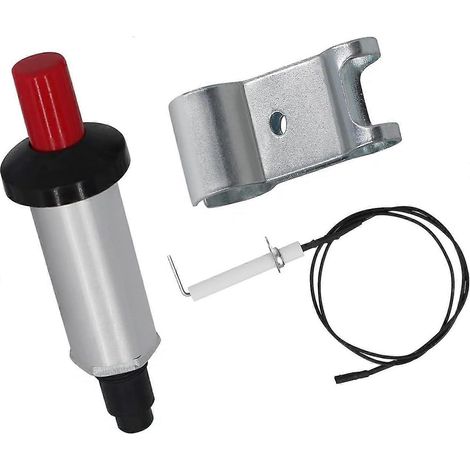 Accessoires pour désherbeur thermique à propane à allumage automatique et à haut pouvoir calorifique : allumeur piézoélectrique à bouton-poussoir avec pinces de fixation et céramique d'étincelle. (1/5)