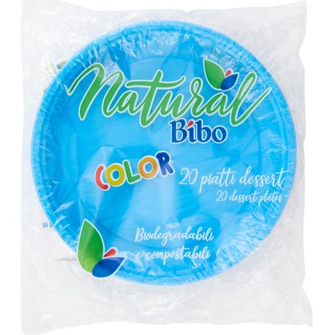 MAURY'S BIOPLASTIC PIATTI DESSERT DIAMETRO 17 CM 20 PEZZI IN COLORAZIONE AZZURRA (1/5)