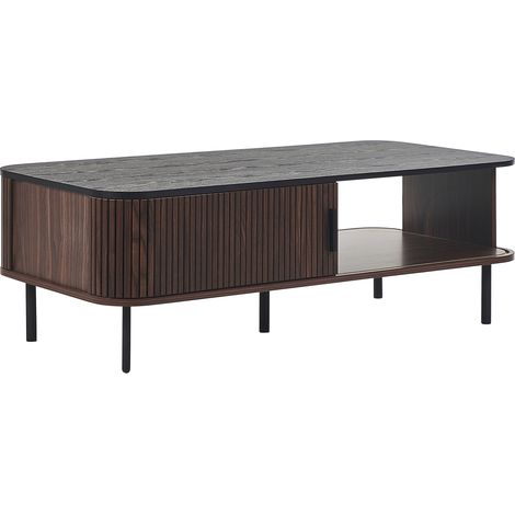 Mesa de centro madera oscura negro 120 x 60 cm puertas corredera rústico Jose