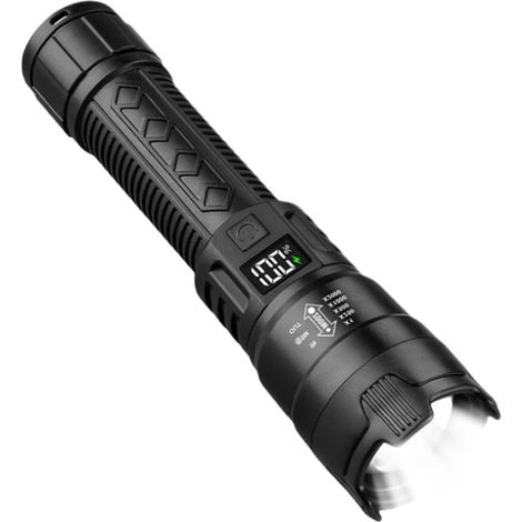 Lampe de poche LED puissante avec zoom puissant Lampe de poche à longue portée pour alpinisme, pêche, travail en plein air, camping, randonnée (1/5)
