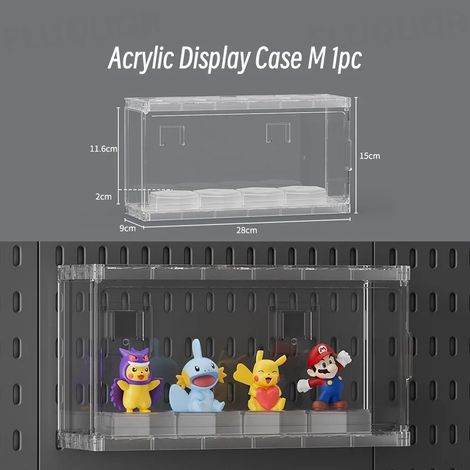 (Vitrine) Panneau perforé mural sans perçage, étagères de rangement modulaires avec crochets et accessoires, idéal pour salle de jeux, cuisine ou bureau. (1/5)