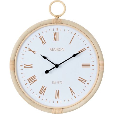 Horloge murale en rotin naturel et cadran blanc - naturel et blanc (1/3)