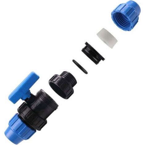 Connecteur De Tuyaux Pe - 25 Mm - Robinet À Bille Intégré - Pour Systèmes D'irrigation Et Conduites D'eau - 2 Pièces (1/4)